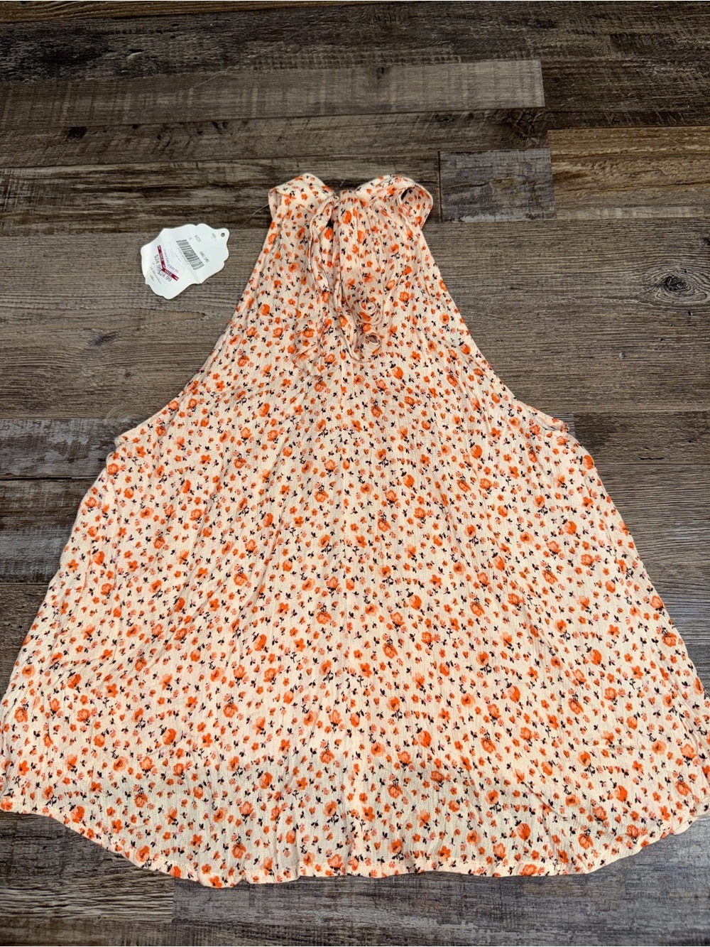 Altard State Floral Halter Tie Back Tank Top Orange Cream XS - Picture 7 of 8